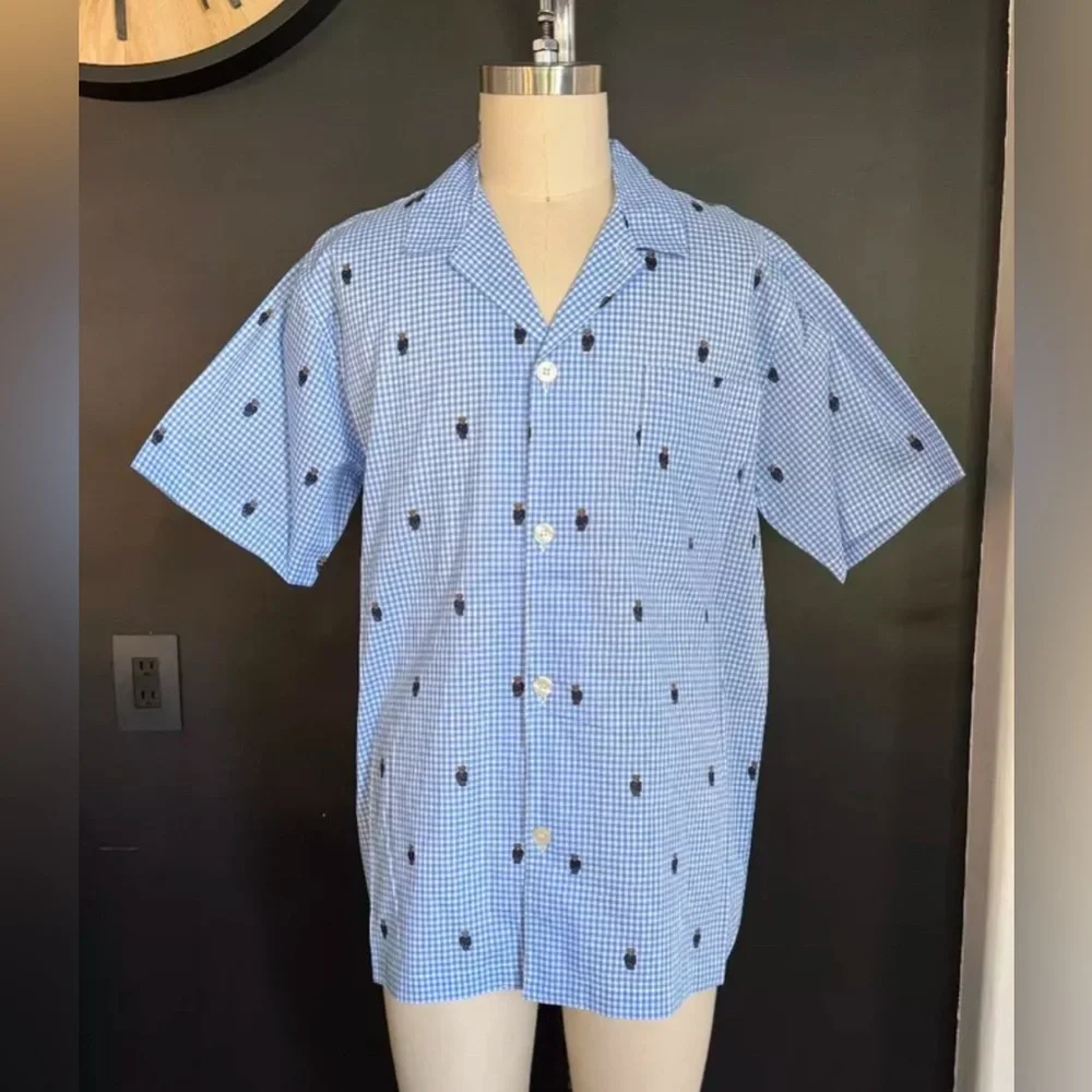 Polo Ralph Lauren Sailor Bear Pajama Sleepwear Button‎ Down Shirt Med & Lg